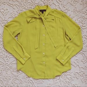 Banana Republic Yellow Tie Neck Blouse